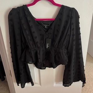 Lulu’s Black Bell Bottom Sleeve Top XS